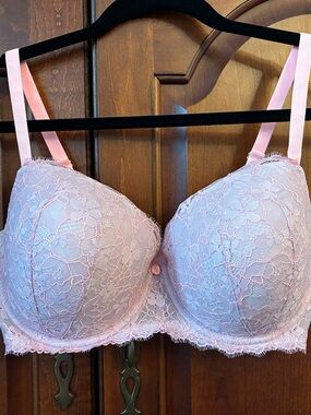Victoria's Secret Women Bra 36DDD Barbie Pink Demi Dream Angels Underwire Lace
